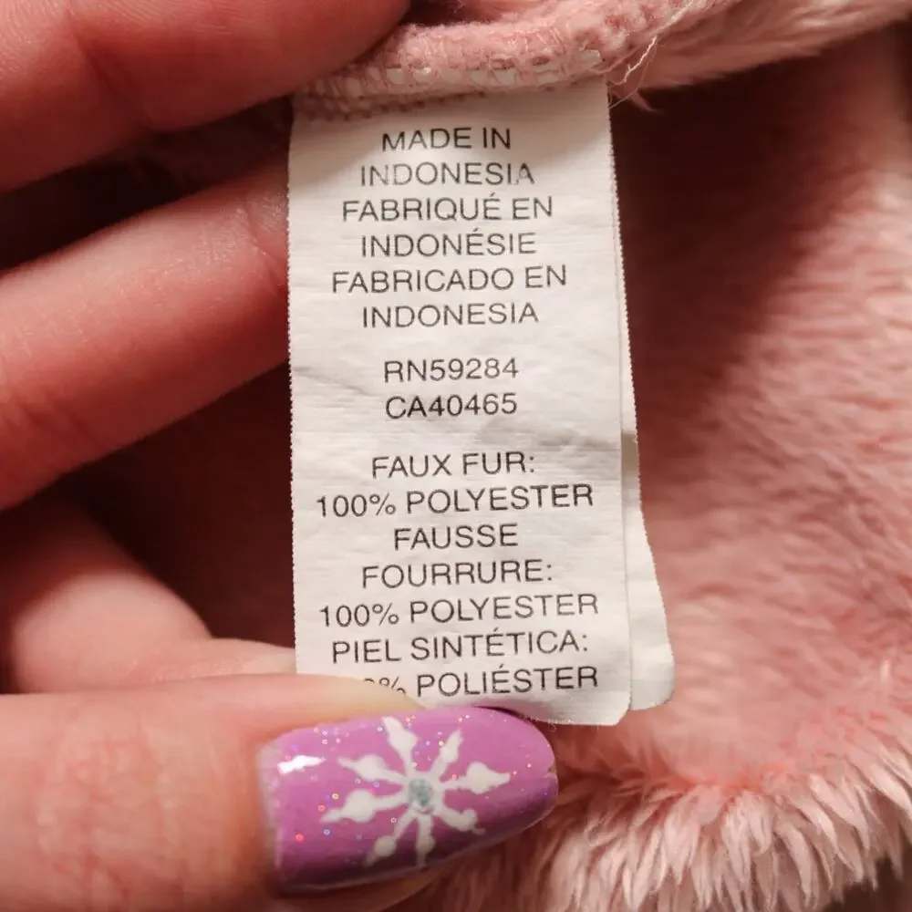 The Children's Place Girls Light Pink Faux Fur Full Zip Sweatshirt Size M 7/8